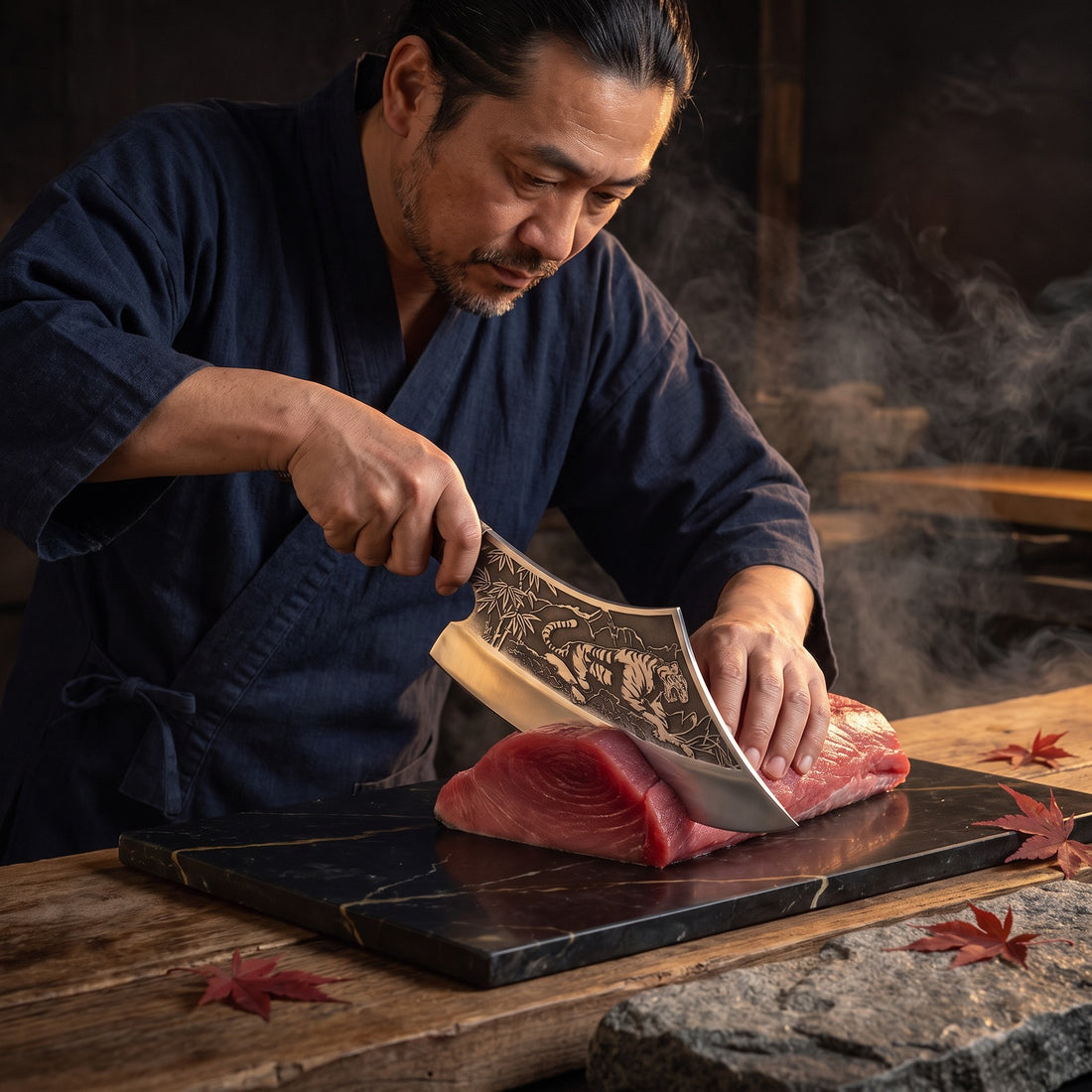 Hatori Tora 虎 Series – Tiger Cleaver 27 cm, in use