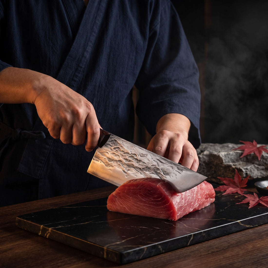 Hatori Kaji 鍛冶 Series – Forged Butcher's Knife XL 21 cm, in use
