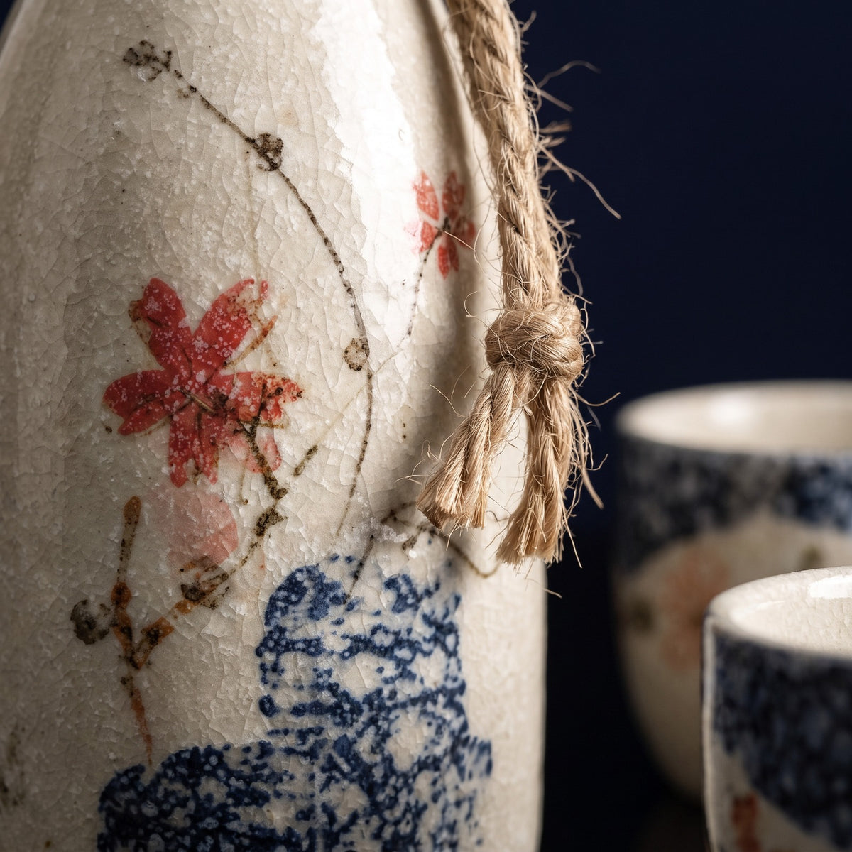 Hatori Sakura 桜 Series – Ceramic Sake Set, close-up
