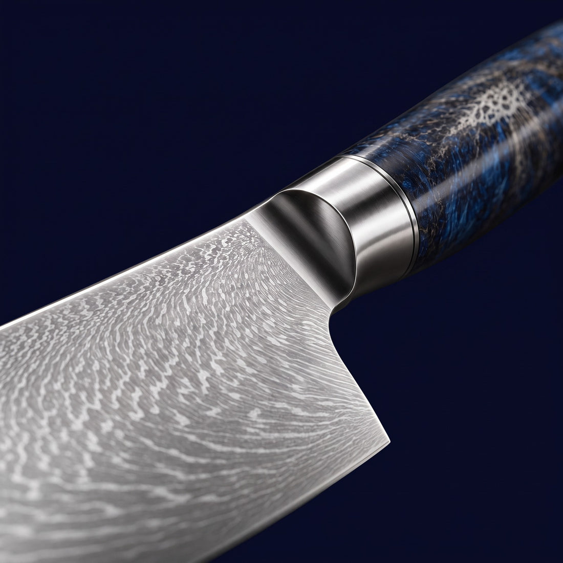 Hatori Seido 青道 Series – Hammered Chef's Knife 20 cm, close-up of the bolster