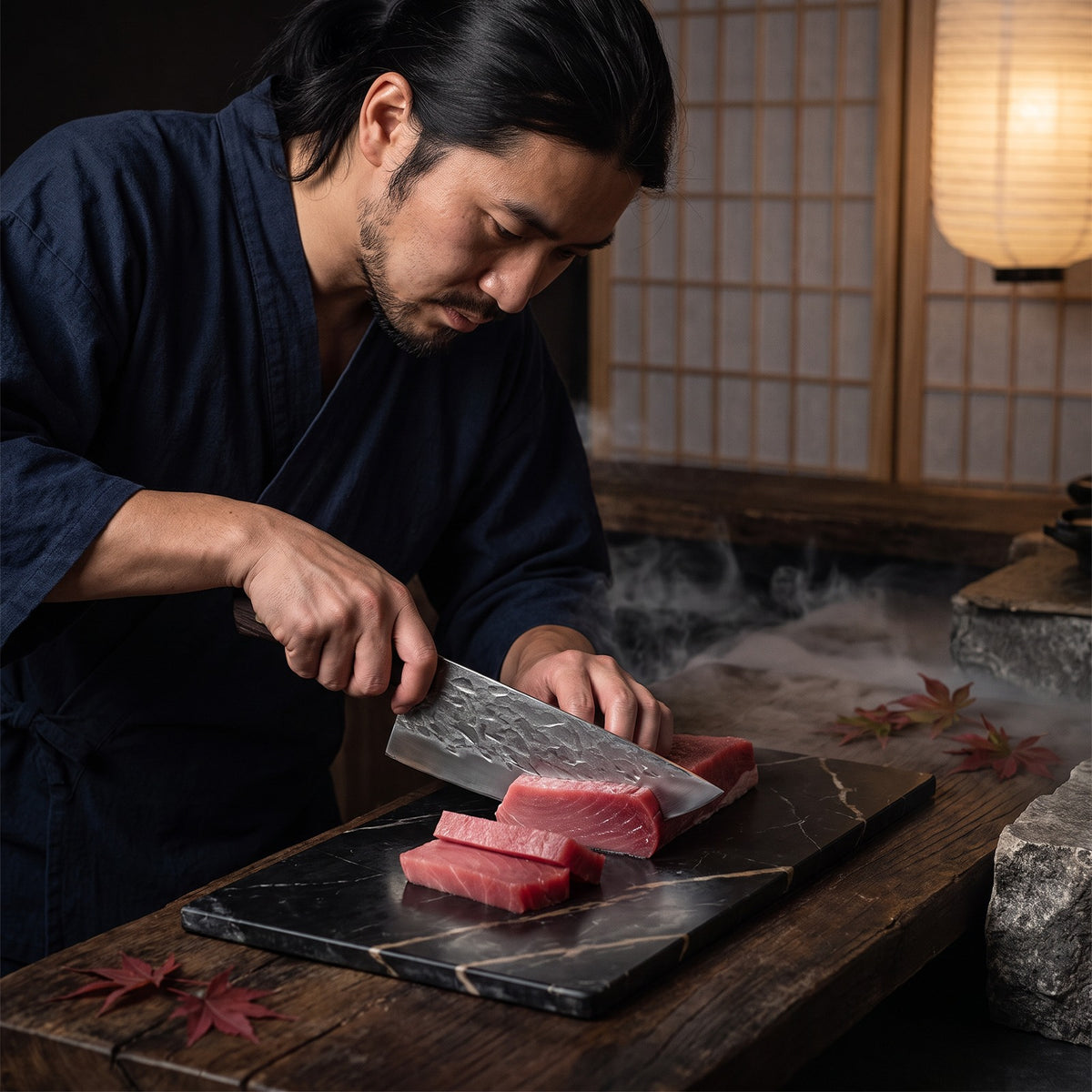 Hatori Kaji 鍛冶 Series – Forged Butcher's Knife XL 21 cm, at the counter