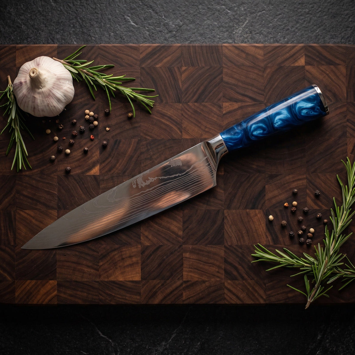 Hatori Seido 青道 Series – Chef's Knife, on a board