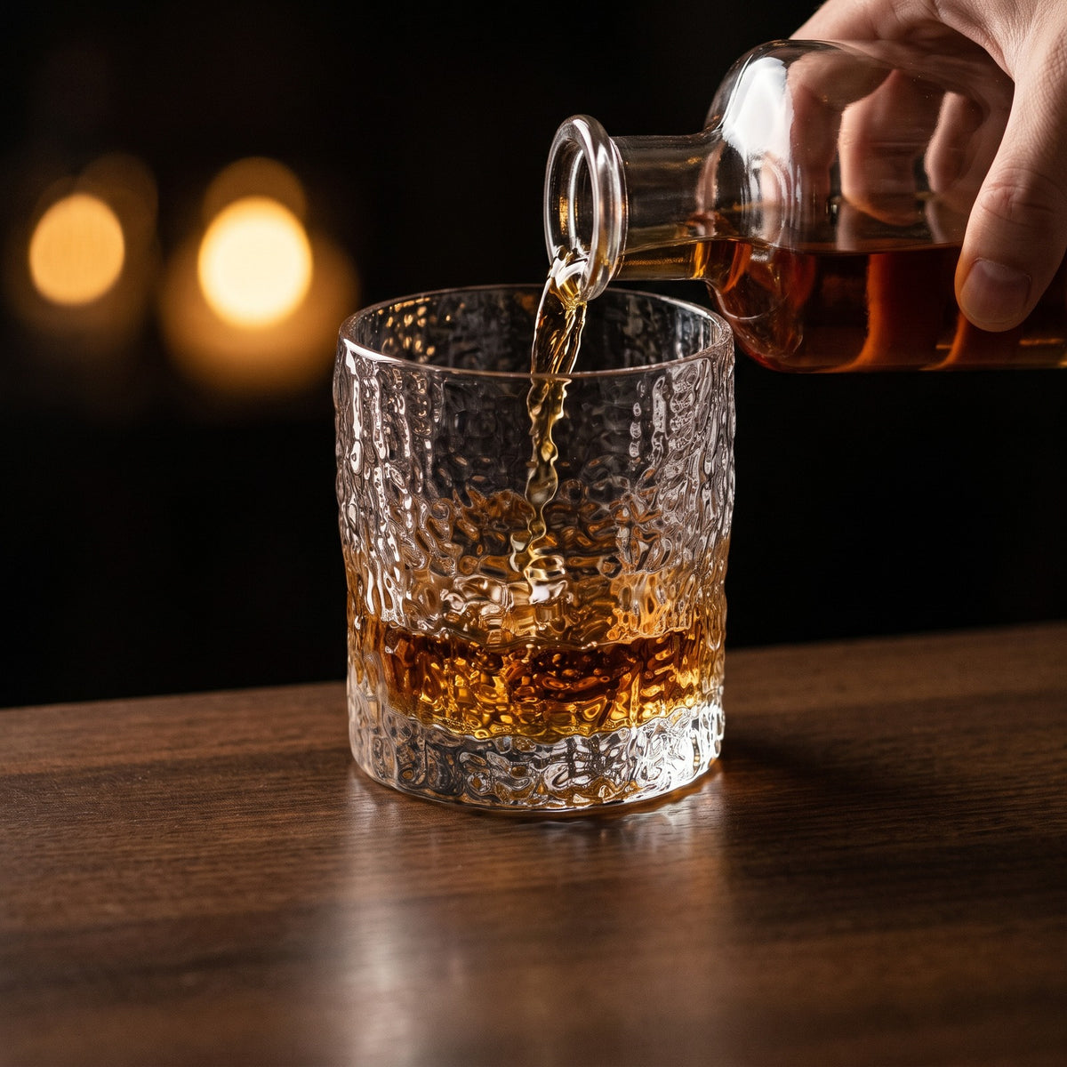 Hatori Kiriko 切子 Series – Hammered Crystal Whisky Glass, serving