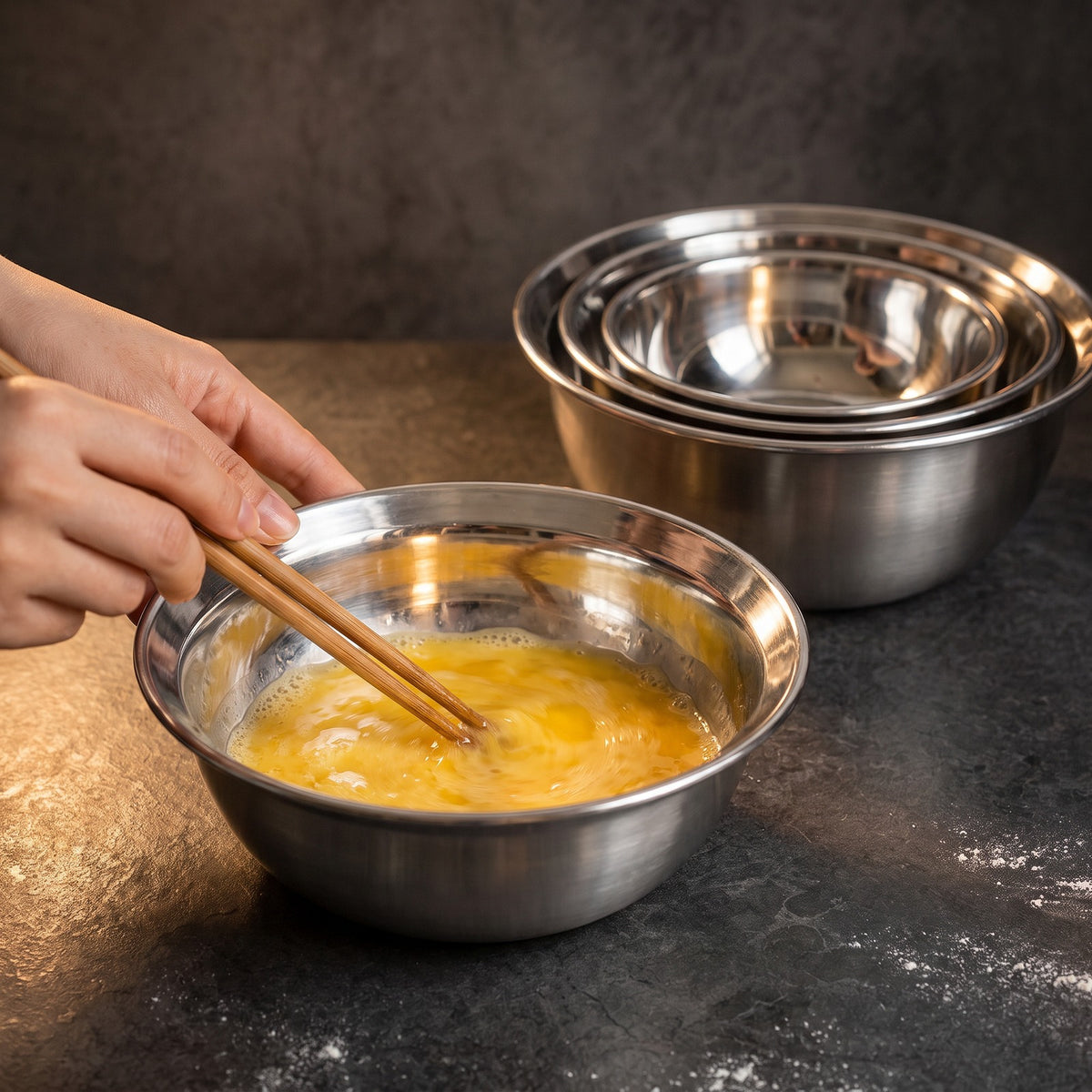 Hatori Migaki 磨き Series – Stainless Steel Mixing Bowls, serving