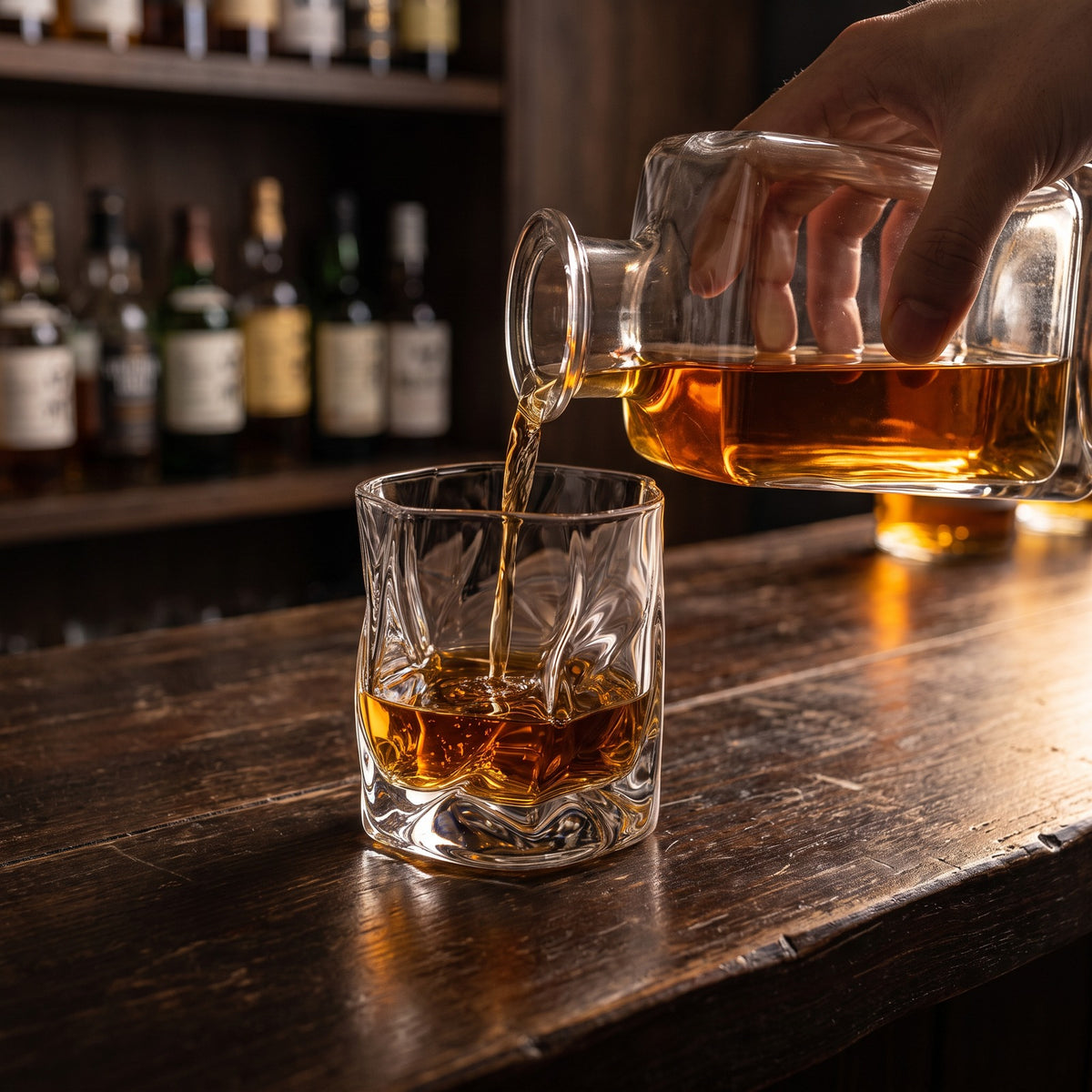 Hatori Kiriko 切子 Series – Twisted Crystal Whisky Glass, serving