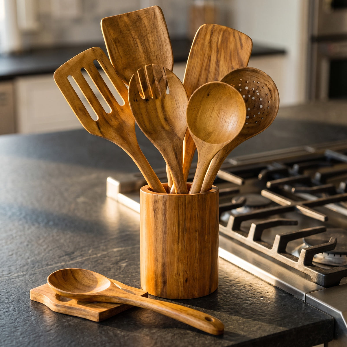 Hatori Mokusei 木製 Series – Wooden Utensil Set, serving
