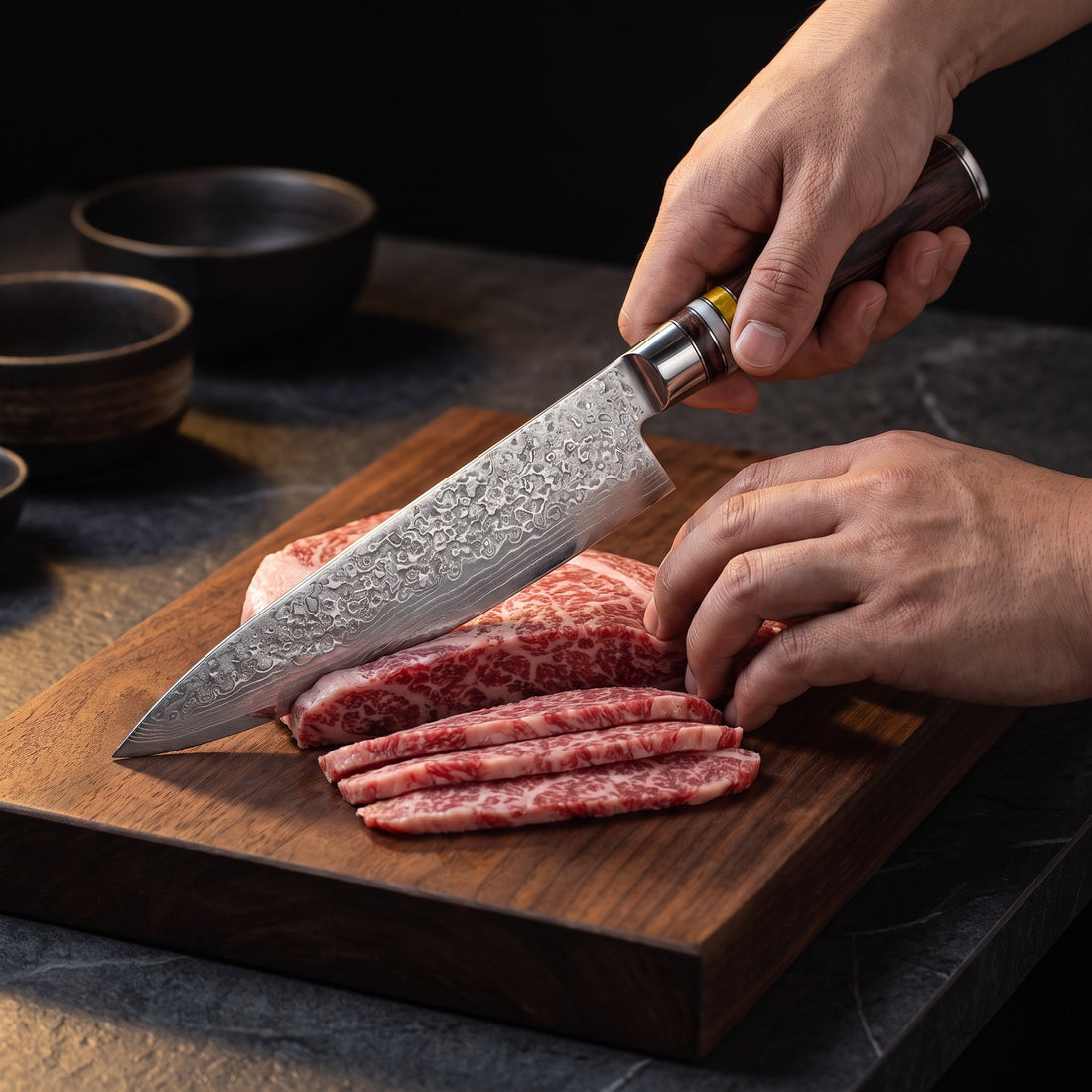 Hatori Takumi 匠 Series – Damascus 7 Piece Master Set, in use