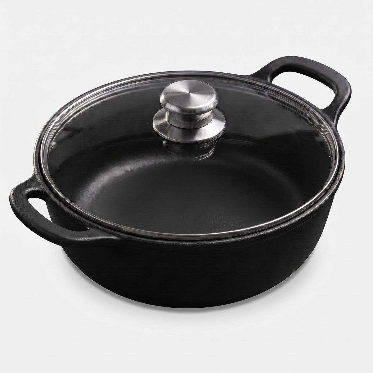 Hatori Imono 鋳物 Series – Cast Iron Casserole with Glass Lid, on light grey