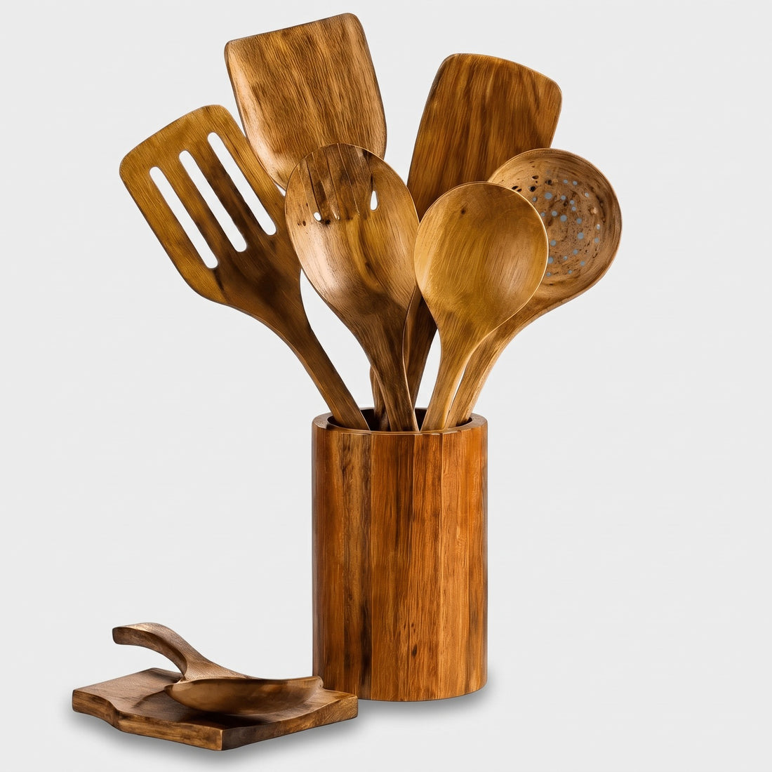Hatori Mokusei 木製 Series – Wooden Utensil Set, on light grey
