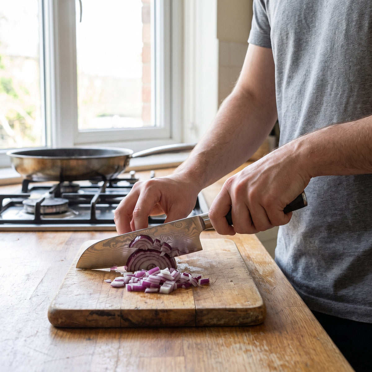 Hatori Mori 森 Series – Compact Santoku 17.8 cm, in a home kitchen