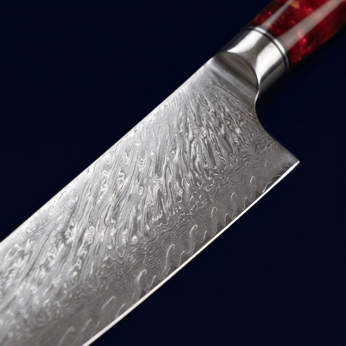 Hatori Kurenai 紅 Series – Damascus Santoku 17.6 cm, blade pattern