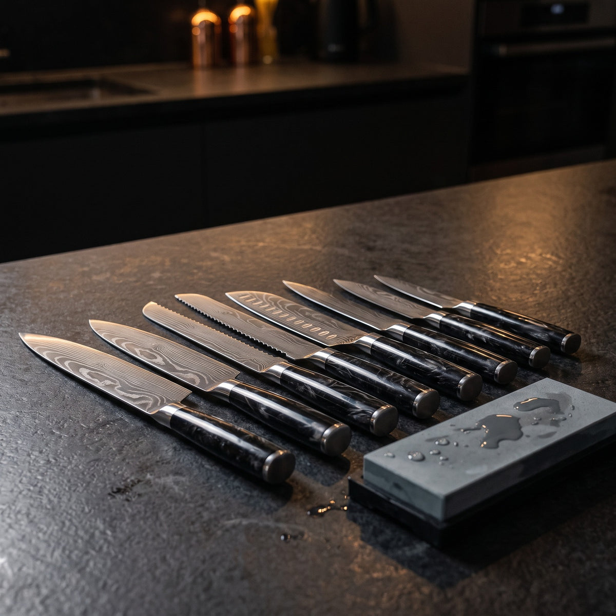 Hatori Kokuyō 黒曜 Series – 8 Piece Set, on the counter