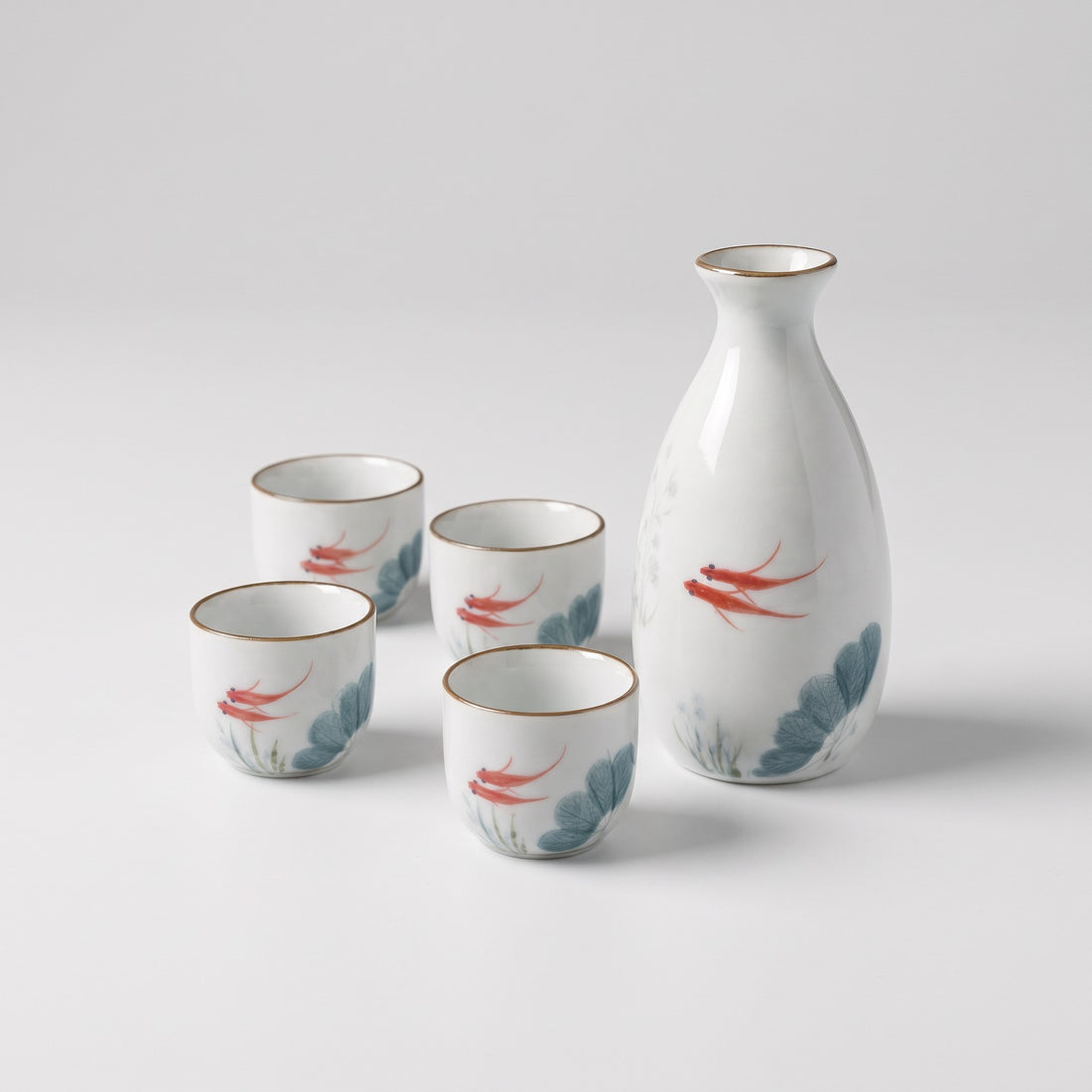 Hatori Kingyo 金魚 Series – Ceramic Sake Set, on light grey
