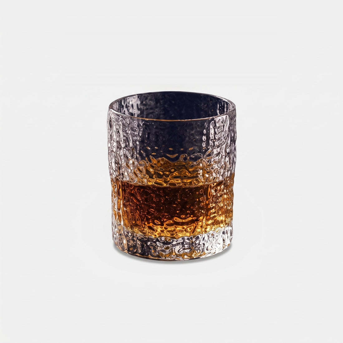 Hatori Kiriko 切子 Series – Hammered Crystal Whisky Glass, on light grey