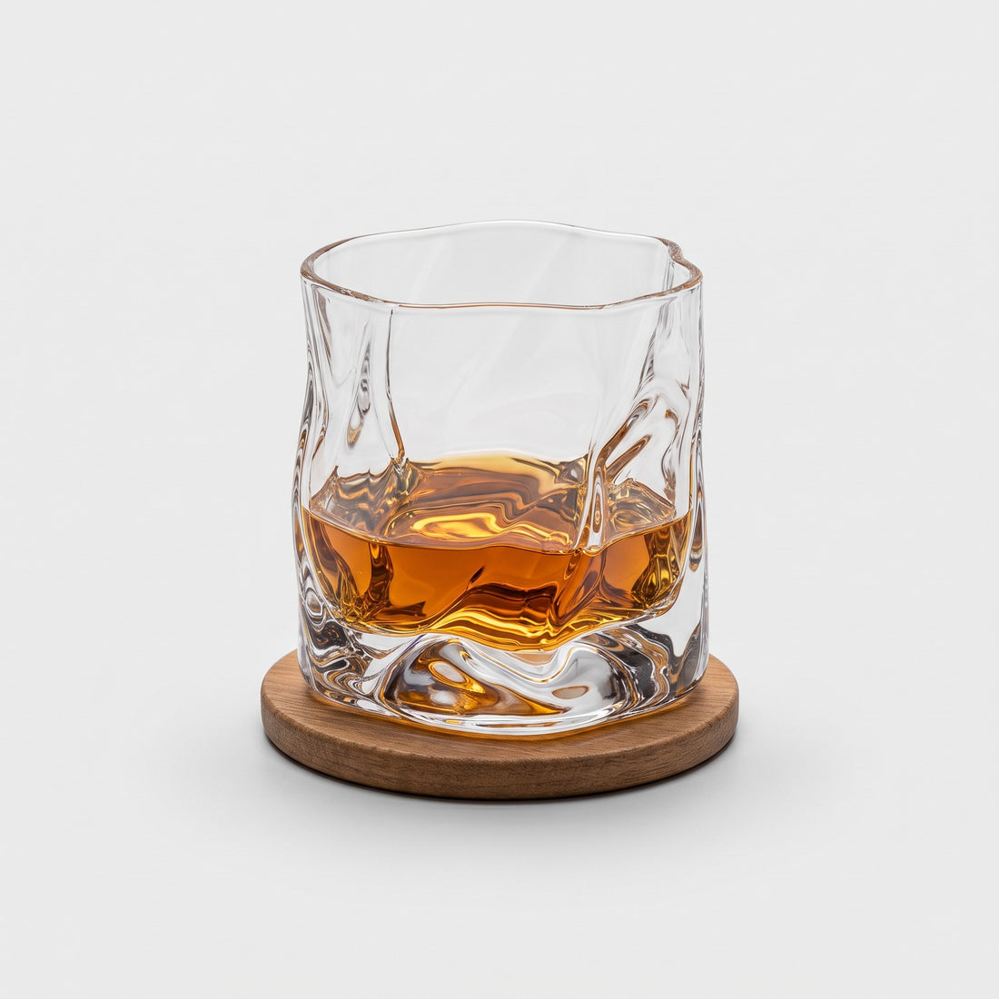 Hatori Kiriko 切子 Series – Twisted Crystal Whisky Glass, on light grey