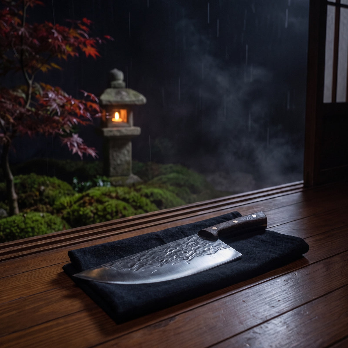 Hatori Kaji 鍛冶 Series – Forged Butcher's Knife XL 21 cm, in the garden