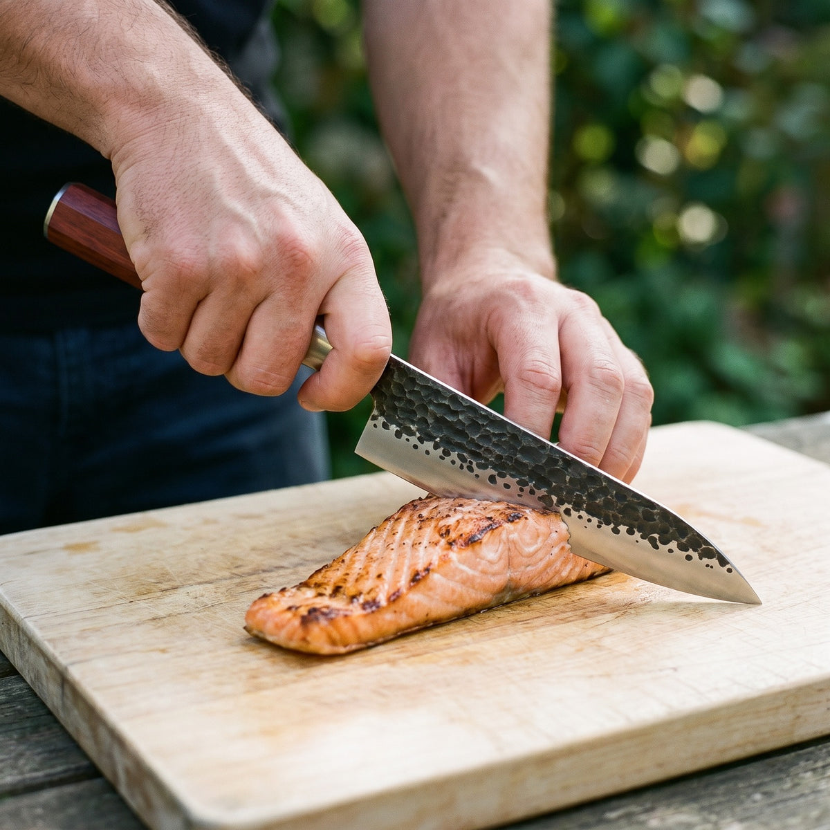 Hatori Tsuchime 槌目 Series – Hammered Chef's Knife 18.5 cm, outdoors