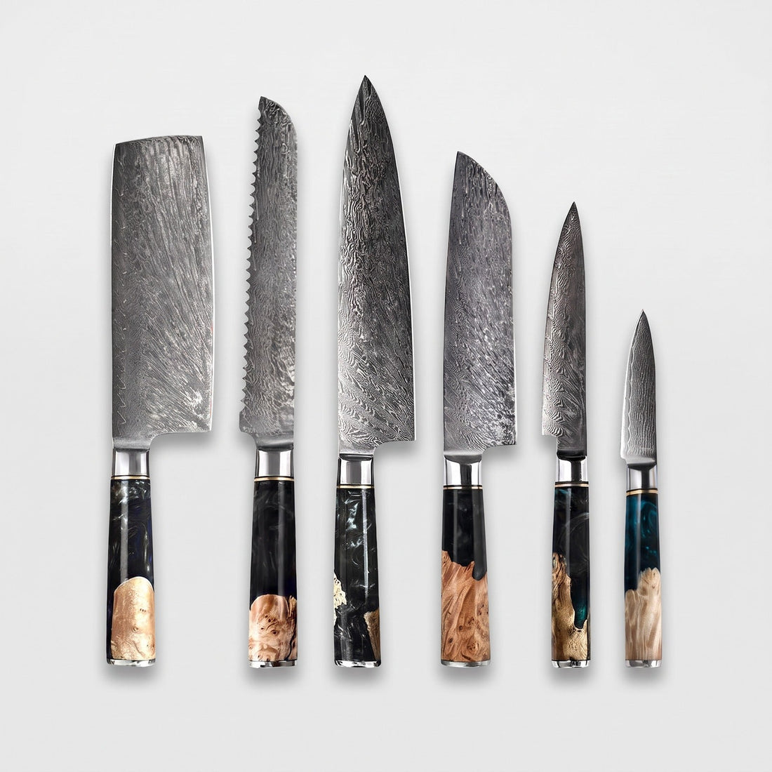 Hatori Ginkai 銀海 Series – 6 Piece Set, on light grey