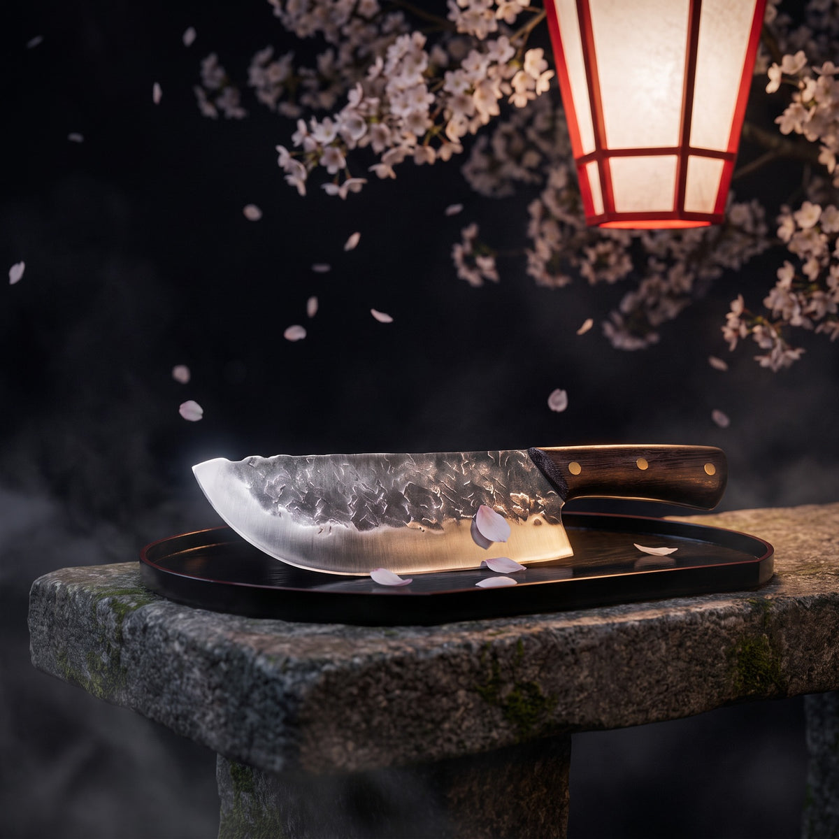 Hatori Kaji 鍛冶 Series – Forged Cleaver 19.5 cm, under the cherry tree