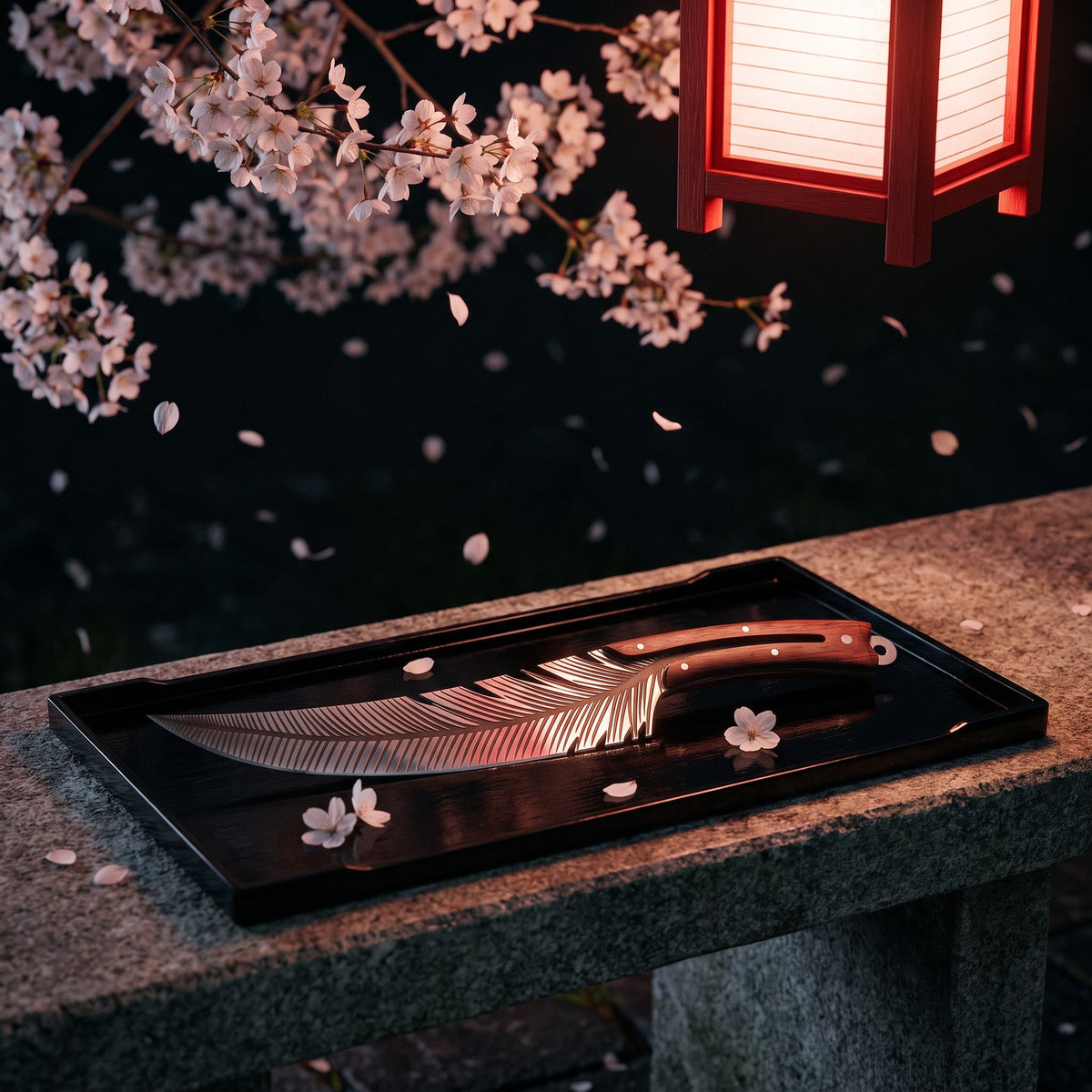 Hatori Hane 羽 Series – Feather Slicer 21 cm, under the cherry tree