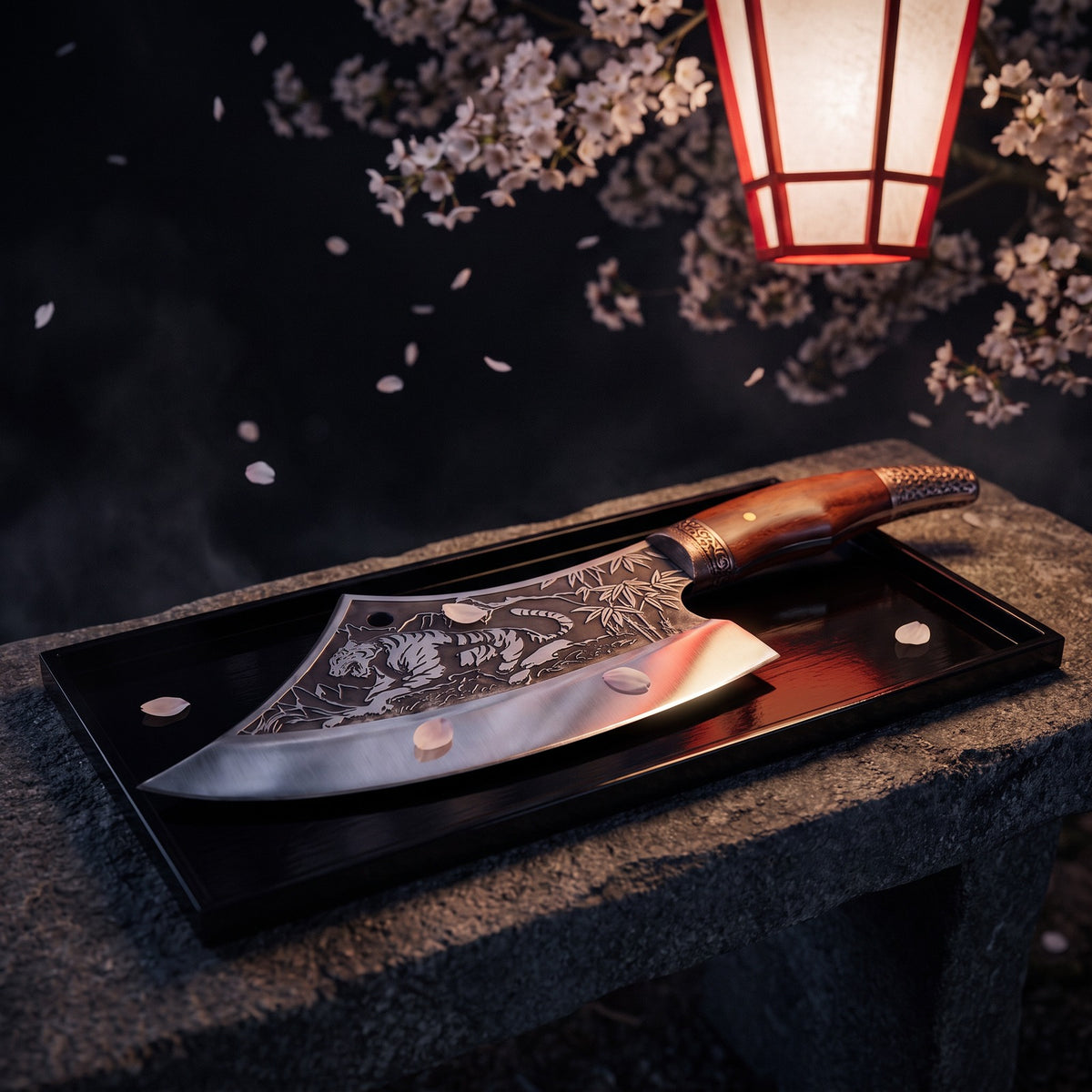 Hatori Tora 虎 Series – Tiger Cleaver 27 cm, under the cherry tree