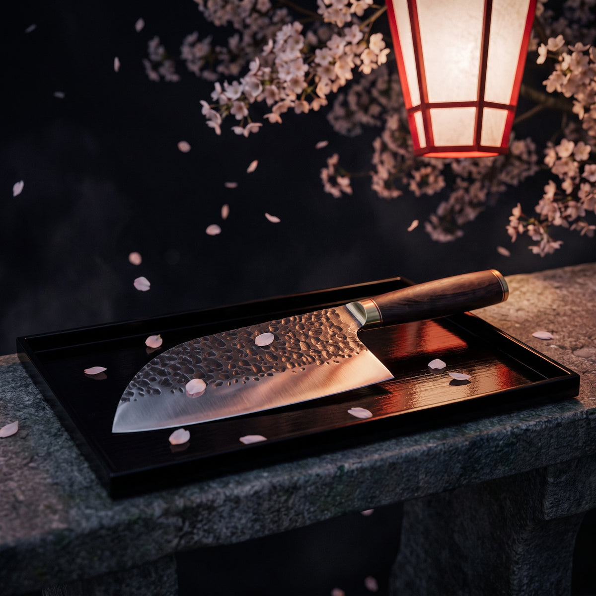 Hatori Kaji 鍛冶 Series – Hammered Butcher's Cleaver 20.5 cm, under the cherry tree