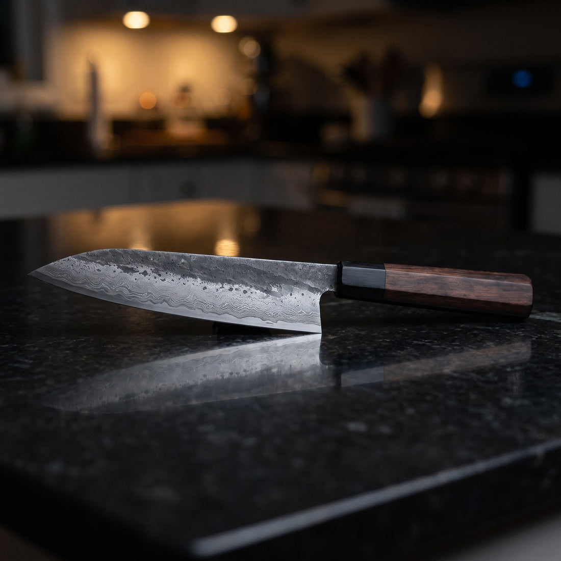 Hatori Tetsuboku 鉄木 Series – Kiritsuke 21.5 cm, on the counter