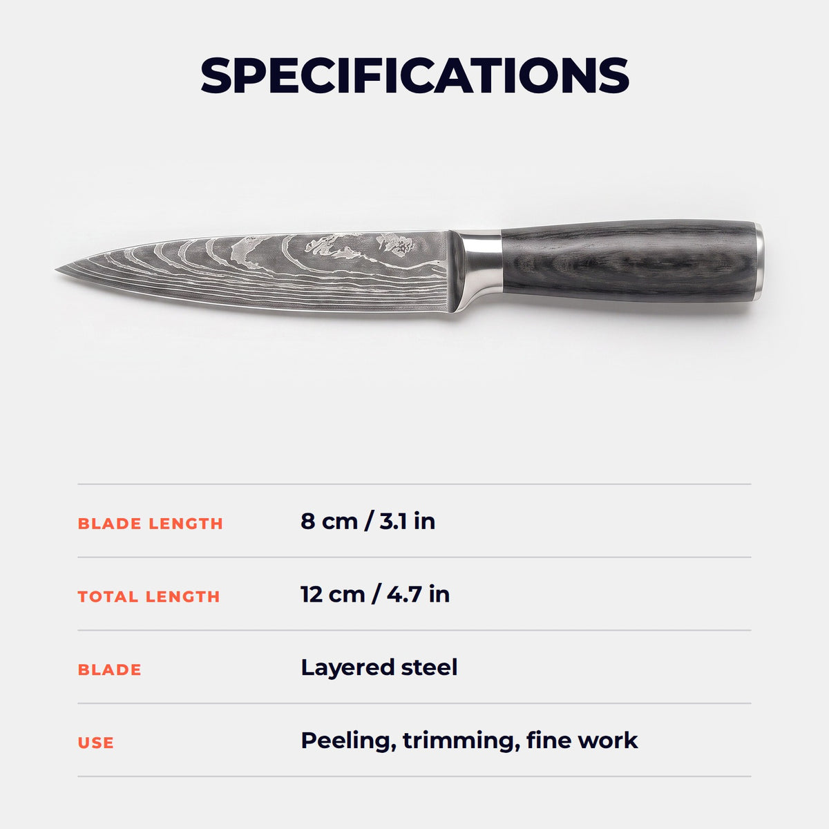 Hatori Mori 森 Series – Utility Knife 8 cm, specifications