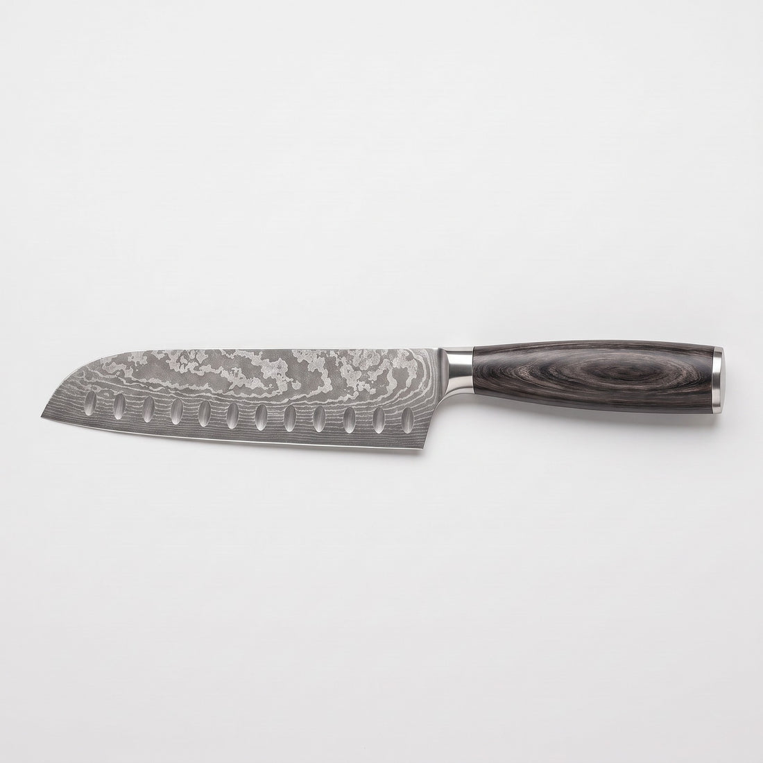 Hatori Mori 森 Series – Santoku 18 cm, Hollow Edge, on light grey