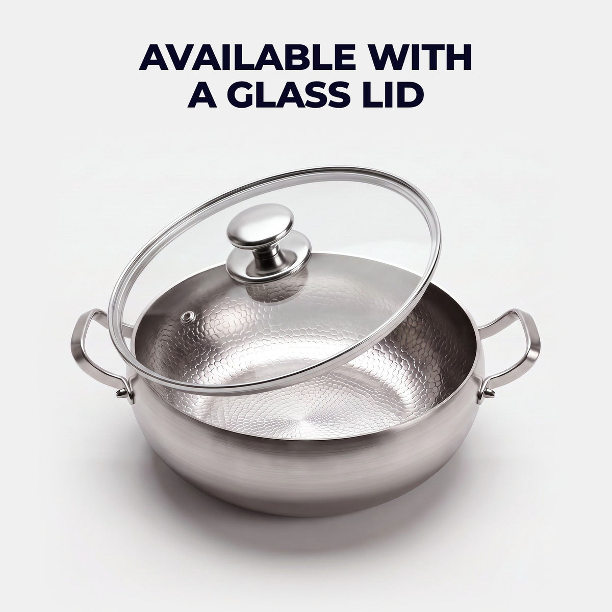 Hatori Kōmyō 光明 Series – Hammered Deep Titanium Pot, with the glass lid