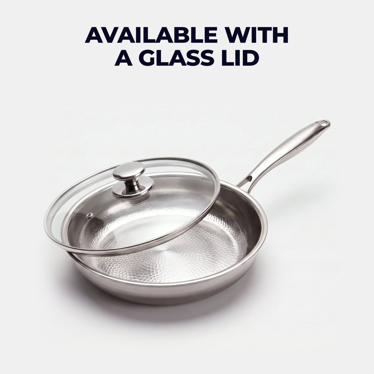 Hatori Kōmyō 光明 Series – Hammered High-Wall Titanium Pan, with the glass lid