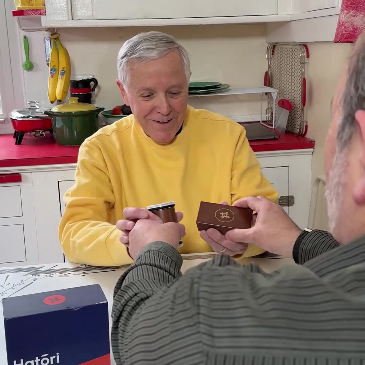Grandpa using the Hatori sharpener
