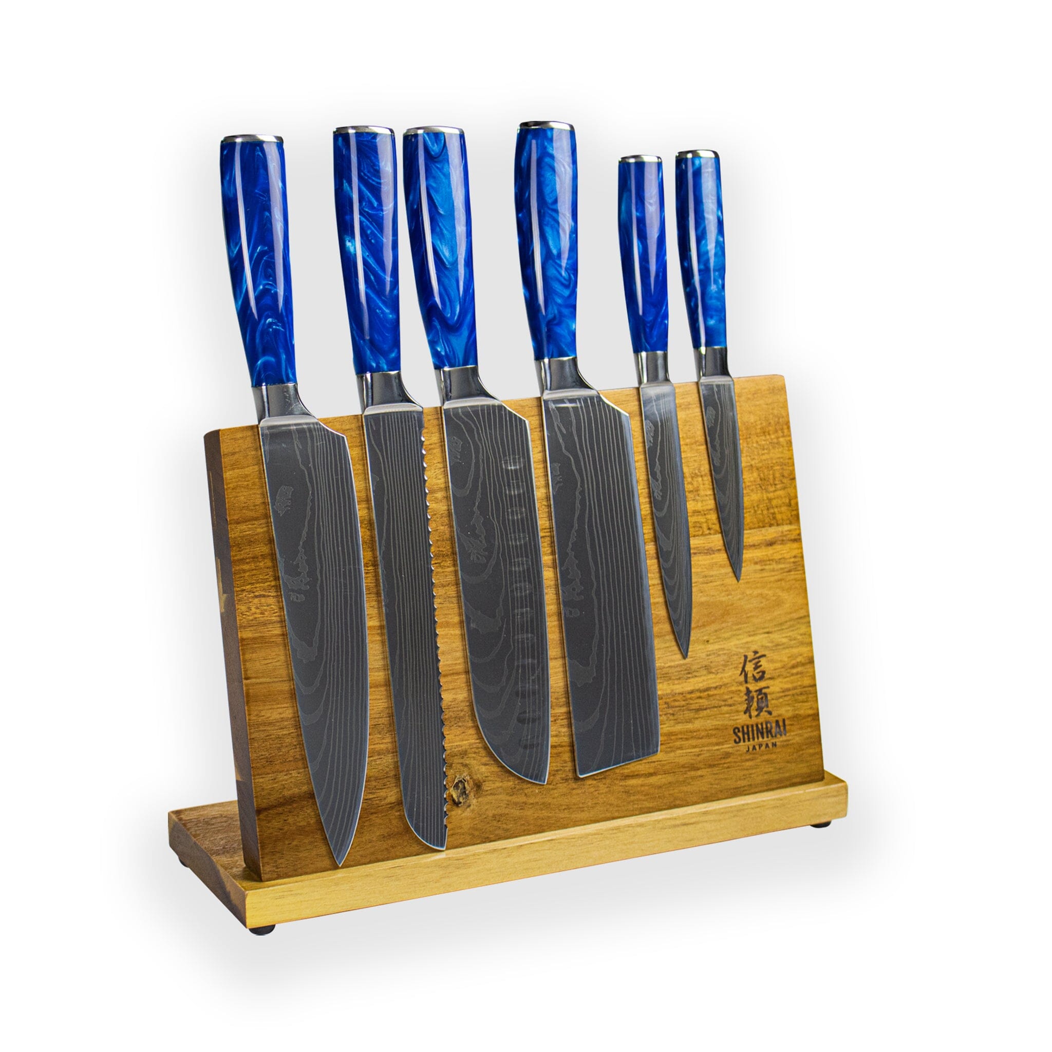 Hatori - Damascus Print Epoxy Sapphire - 6-Piece Knife Set