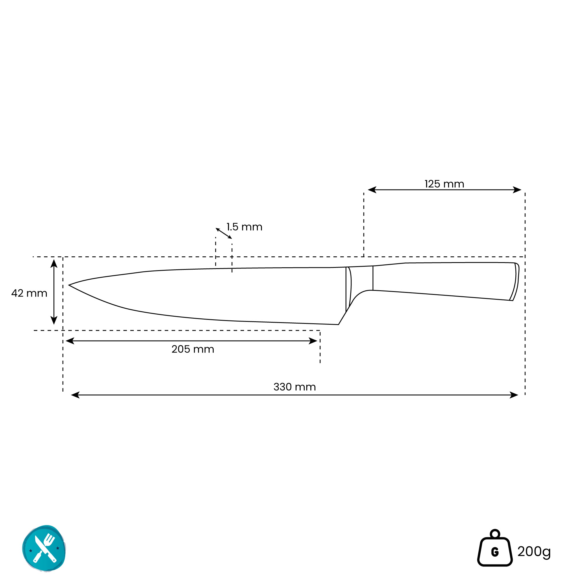 Hatori™ Shinrai Japan - Damascus Print Chef’s Knife 20 cm