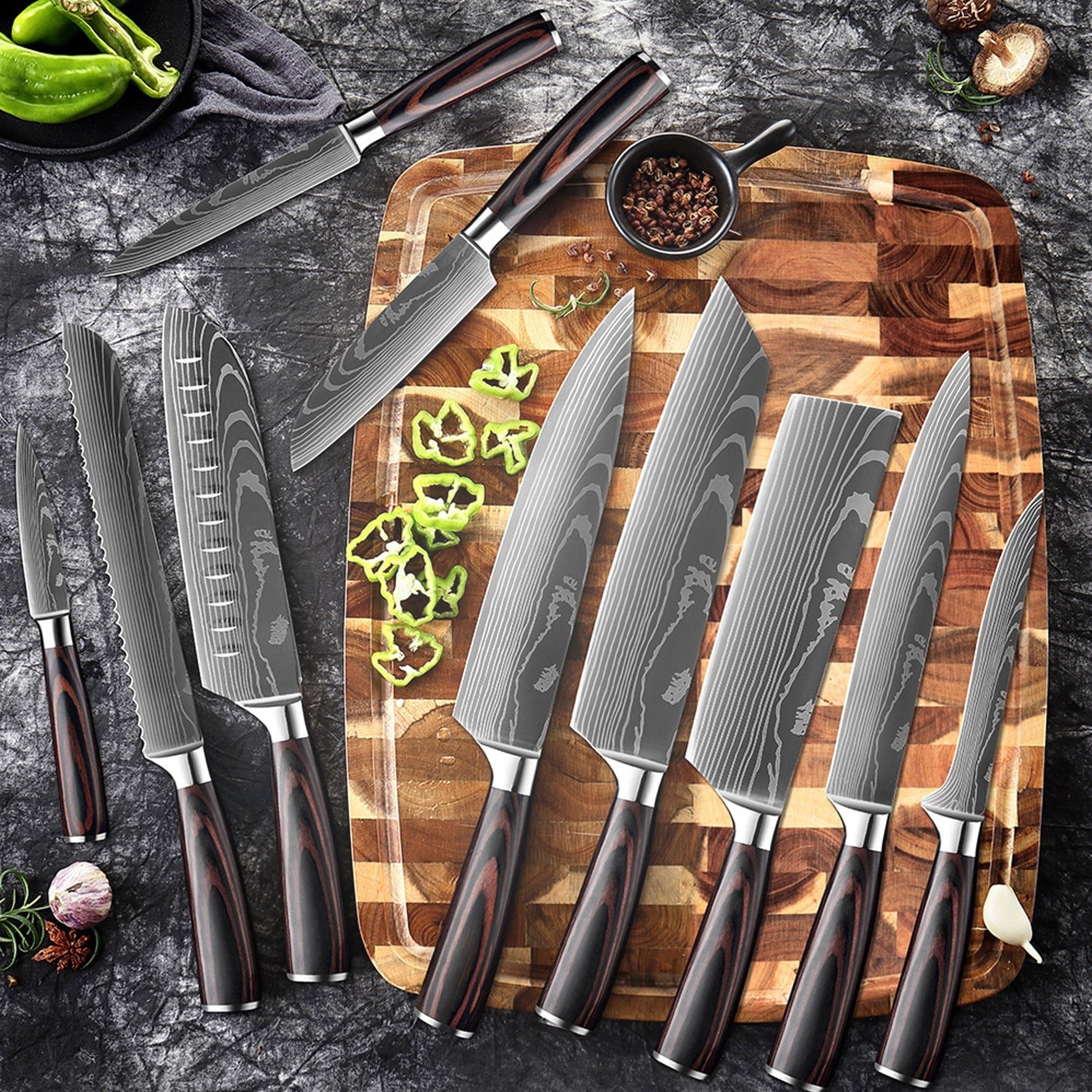 Hatori - Damascus Print 9-Piece Knife Set