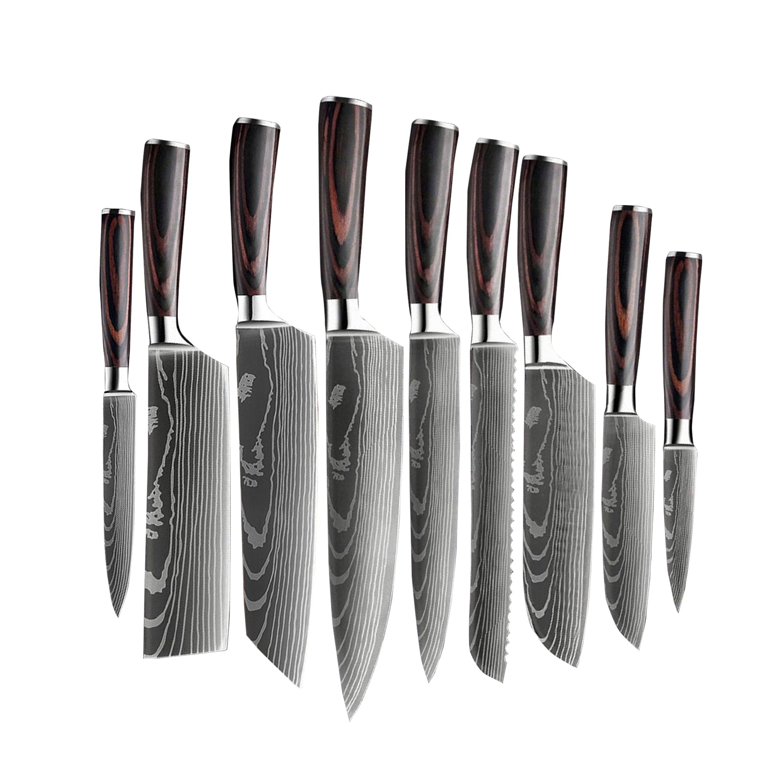 Hatori - Damascus Print 9-Piece Knife Set