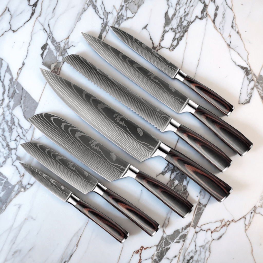 Hatori - Damascus Print 7-Piece Knife Set