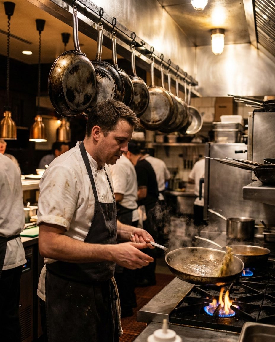 There is no nonstick pan on a restaurant line. Ask why.