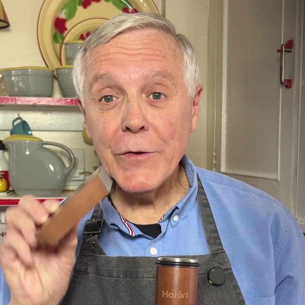 Dad using the Hatori sharpener