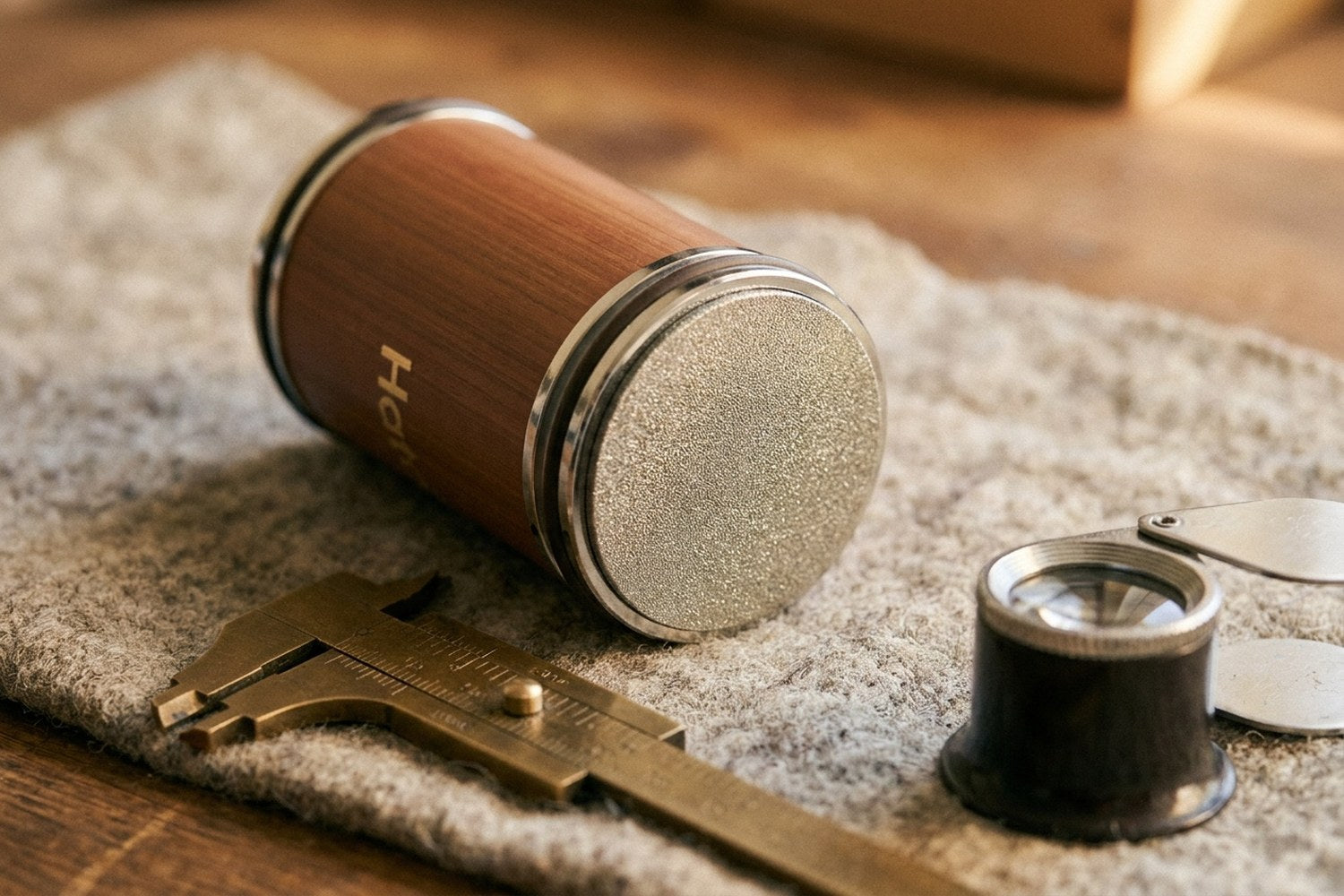 Every disc is checked under the loupe before the roller leaves the bench.